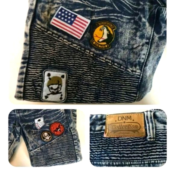 DMN Men's  Patch  Motorcycle Stretch Blue  Jeans 42‎ Wx36x47 - Picture 4 of 9